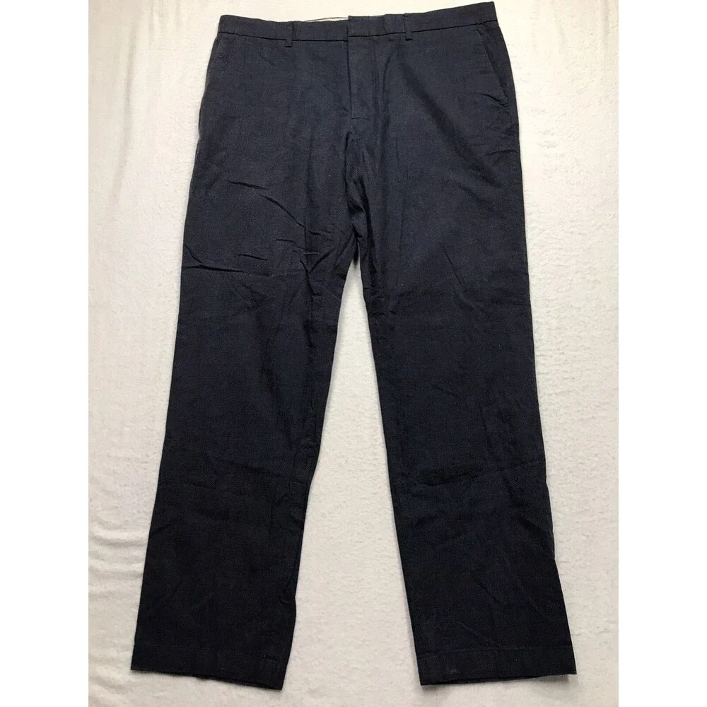J CREW Thompson Pants Men 35x32 (36x29 actual) Navy Tapered Leg Chino Cotton